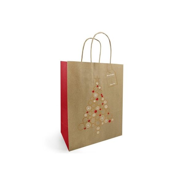 Lot De 25 Sacs Cadeaux En Kraft Marron Avec Anse - 22x16x8cm, 5 Motifs, Pour Pâtisserie, Shopping, Fêtes