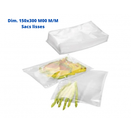 100 sacs sachets conservation sous vide lisses neutres 90 microns 150X300 M/M