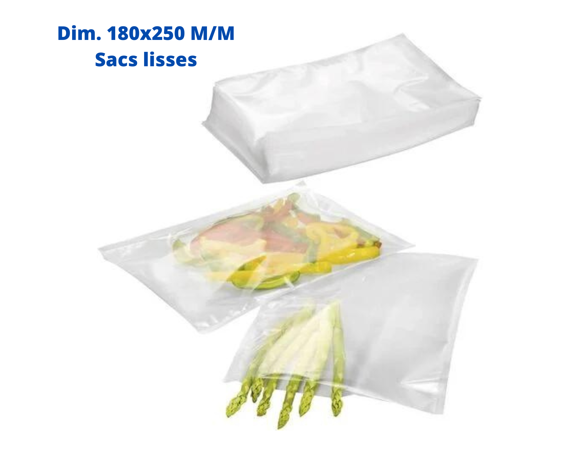 100 sacs sachets conservation sous vide lisses neutres 90 microns 180X250  M/M - Emballage Garrigou
