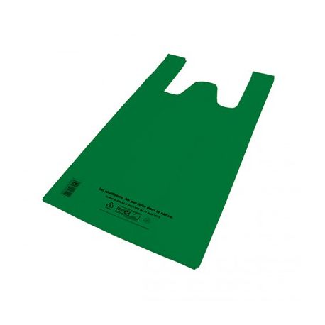 100 sacs plastique vert à bretelles 260x450 M/M réutilisables 50 microns