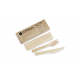 50 kits de couverts en bois, fourchette/couteau/serviette 3 en 1 écologique compostable