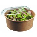 50 Bols boites salade kraft 750 ml dia. 14 cm H. 6 cm + 50 couvercles