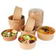 50 Bols boites salade kraft 750 ml dia. 14 cm H. 6 cm + 50 couvercles