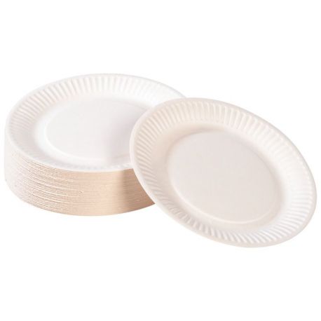 50 Assiettes carton rondes blanches 18 cm origine végétale emballage  garrigou