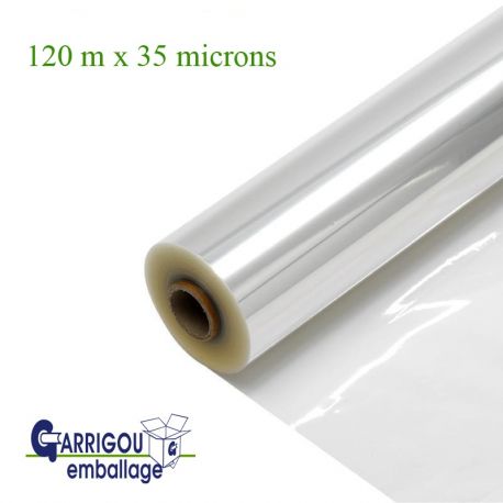 Rouleau papier cellophane cristal 120 mètres x 35 microns