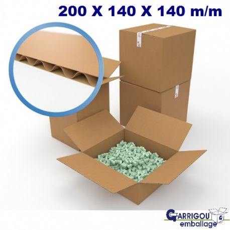 Caisse carton ondulé simple cannelure standard 200 x 140 x 140 m/m