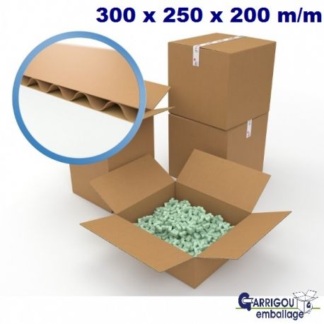 Caisse carton ondulé simple cannelure standard 300 x 250 x 200 m/m