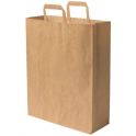50 sacs papier kraft brun poignées plate 22x12x30 cm 100 % recyclable