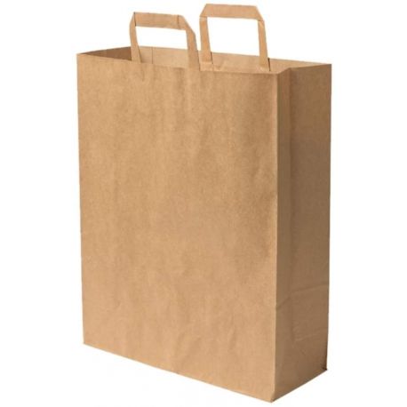 Sac en Papier Kraft avec Poignée Marron Papier Recyclable 22 x 11 x 28 cm 70 gr 50 pcs