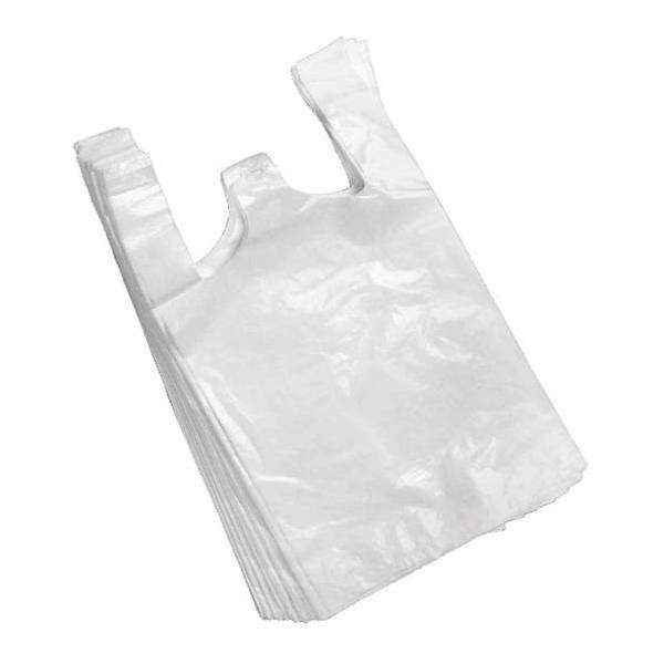 Sac plastique à bretelles blanc 50µ 26x45+12cm - paquet de 200 - RETIF